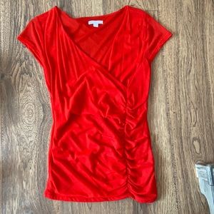 Red short sleeve blouse